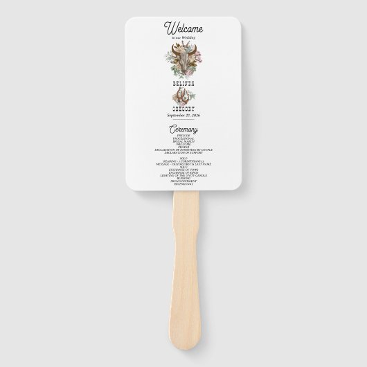 ウエスタンカントリーボホーカウースカル結婚式 プログラム ハンドファン (正面)