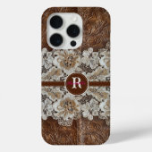 ウエスタンカントリーレザーnレースイニシャル名 Case-Mate iPhoneケース (裏面)