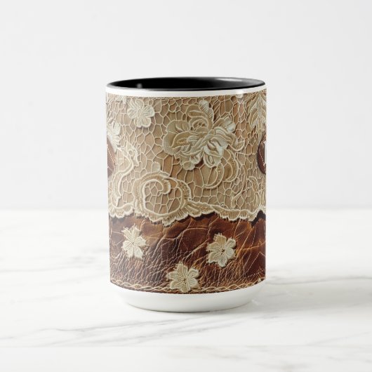 ウエスタンカントリーレザーnレースイニシャル マグカップ (中央)