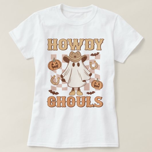 ウエスタンカントリー女性のカーボーイハウディグールハロウィーン Tシャツ (デザイン正面)