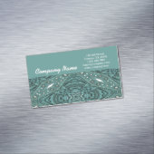 ウエスタンカントリー女性のカーボーイファッションティール（緑がかった色）レザー マグネット名刺 (インサイチュ)