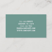 ウエスタンカントリー女性のカーボーイファッションティール(緑がかった色)レザー 名刺 (裏面)