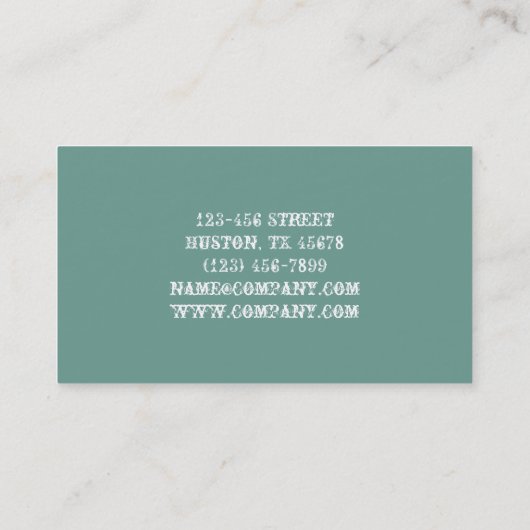 ウエスタンカントリー女性のカーボーイファッションティール(緑がかった色)レザー 名刺 (裏面)