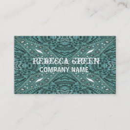 ウエスタンカントリー女性のカーボーイファッションティール（緑がかった色）レザー 名刺