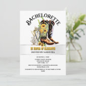 ウエスタンカントリー女性のカーボーイブーツ黄色の泡立つガラス 招待状 (スタンド正面)