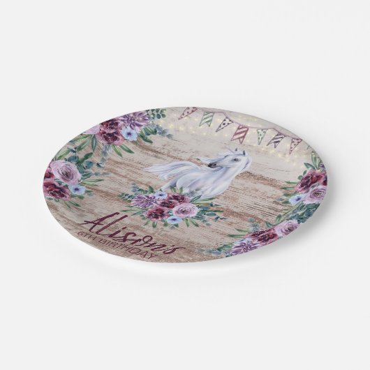 ウエスタンカントリー女性のカーボーイロデオ誕生日 ペーパープレート (アングル)