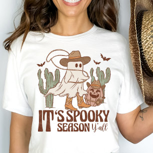 ウエスタンカントリー女性のカーボーイ不気味シーズンハロウィーン Tシャツ