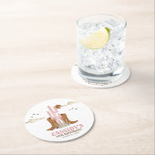 ウエスタンカントリー女性のカーボーイ誕生日 素朴 ラウンドペーパーコースター (インサイチュ)