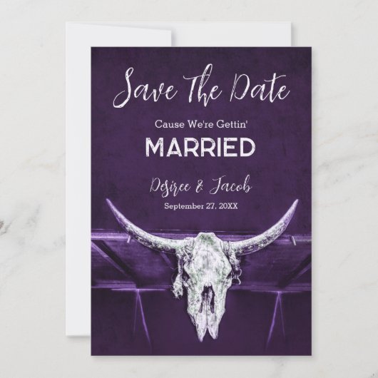 ウエスタンカントリー素朴ダークパープルブルスカル セーブザデート (正面)