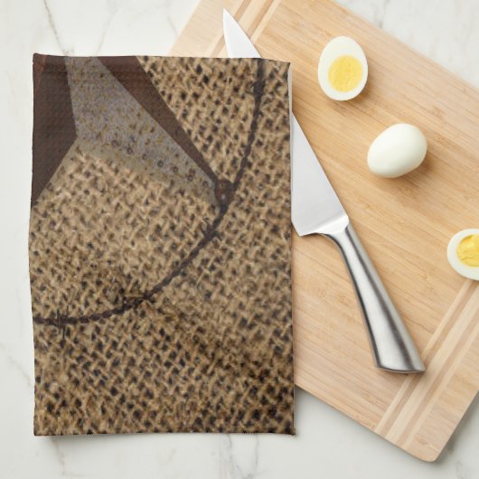 ウエスタンカントリー素朴バーラップ初期のテキサス州スター キッチンタオル (四つ折り)