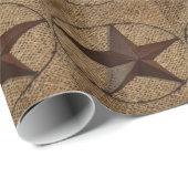 ウエスタンカントリー素朴バーラップ初期のテキサス州スター ラッピングペーパー (ロールコーナー)