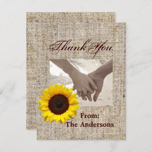 ウエスタンカントリー結婚バーラップひま感謝していわい花 ポストカード (正面/裏面)