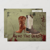 ウエスタンカントリー風のブーツで結婚式 案内ポストカード (正面/裏面)