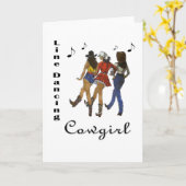 ウエスタンカントリー「ライン踊り女性のカーボーイ」カード カード (黄色い花)