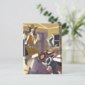 ウエスタンカントリー「踊り女性のカーボーイ」はがき ポストカード (スタンド正面)