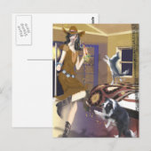 ウエスタンカントリー「踊り女性のカーボーイ」はがき ポストカード (正面/裏面)