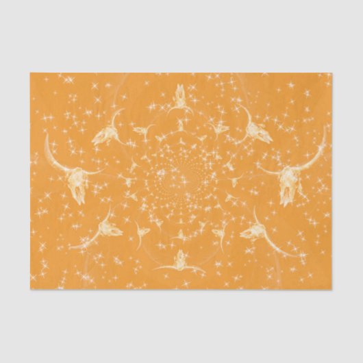 ウエスタンガーリー金ゴールドグリッター牛スカル抽象芸術 薄葉紙 (正面)