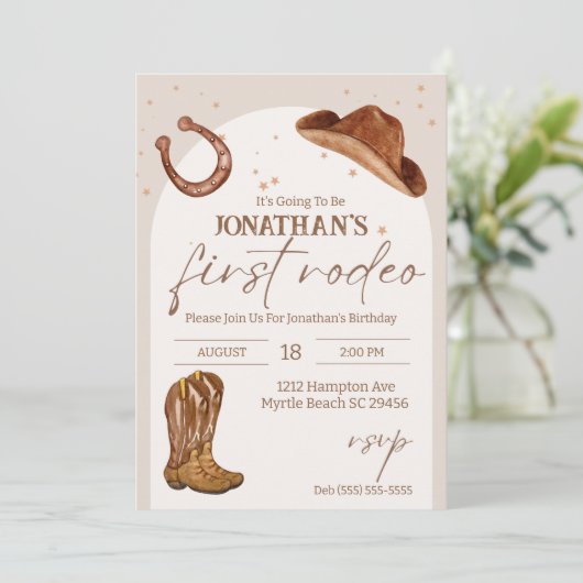 ウエスタンキッズカウボーイファーストロデオ誕生日 招待状 (スタンド正面)