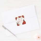 ウエスタンキンセアニラフローラレッド金ゴールドチャラクラウン スクエアシール (封筒)