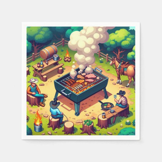 ウエスタンクックアウトグリリングパーティー スタンダードカクテルナプキン (正面)