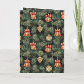 ウエスタンクリスマスレッドカウボーイ女性のカーボーイツリーオーナメント カード (裏面)