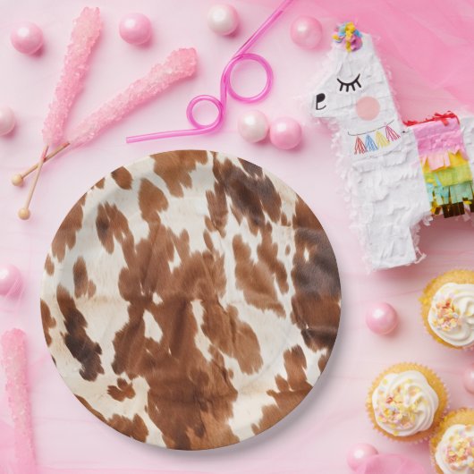 ウエスタンクリームブラウンコウィド ペーパープレート (パーティー)