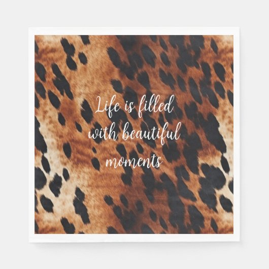 ウエスタンクリームブラウンブラックコウィド スタンダードランチョンナプキン (正面)