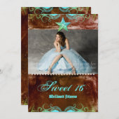 ウエスタングラッド招待状ブルーブラウンスター 招待状 (正面/裏面)