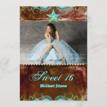 ウエスタングラッド招待状ブルーブラウンスター