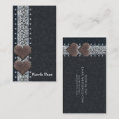 ウエスタングラムブラックレザー&ダイヤモンドきらきら光るカスタム 名刺 (正面/裏面)