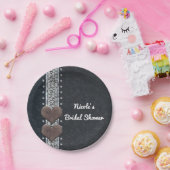 ウエスタングラムブラックレザー&ダイヤモンドきらきら光るパーティー ペーパープレート (パーティー)