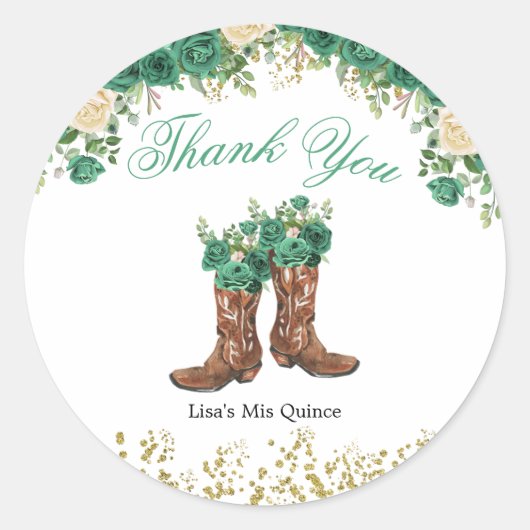 ウエスタングリーンハンターチャラMis Quinceステッカー ラウンドシール (正面)