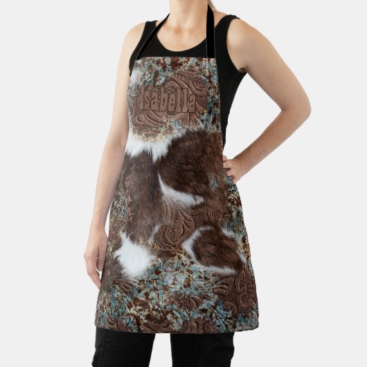 ウエスタンコウィドターコイズブラウンレザー名 エプロン (インサイチュ)