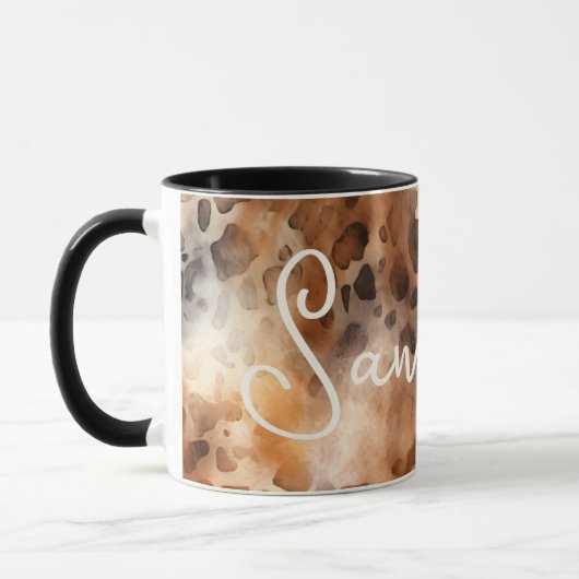 ウエスタンコウィドヒョウ印刷抽象芸術女性のカーボーイ マグカップ (左)