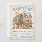 ウエスタンサドルを上げて誕生日に参加 招待状 (正面)