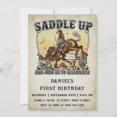ウエスタンサドルを上げて誕生日に参加 招待状 (正面)