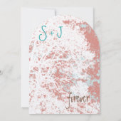 ウエスタンサドルフォレスト樺の木コーラルティール（緑がかった色）結婚ズ 招待状 (裏面)