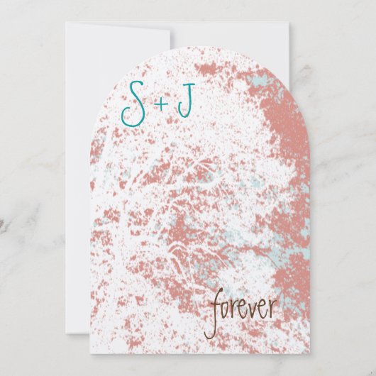 ウエスタンサドルフォレスト樺の木コーラルティール（緑がかった色）結婚ズ 招待状 (裏面)