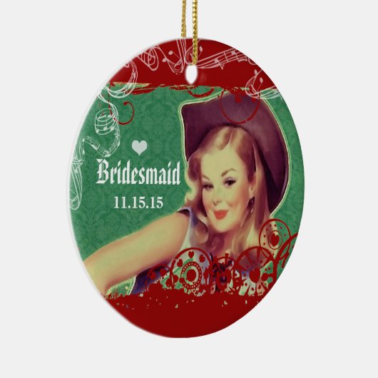 ウエスタンサドル女性のカーボーイブライデスメイドホースランチ セラミックオーナメント (右)