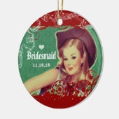 ウエスタンサドル女性のカーボーイブライデスメイドホースランチ セラミックオーナメント (左)