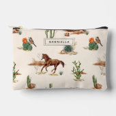 ウエスタンサボスデザートホース女性のカーボーイ パーソナライズされた アクセサリーポーチ (正面)