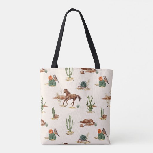 ウエスタンサボスデザートホース女性のカーボーイ パーソナライズされた トートバッグ (裏面)
