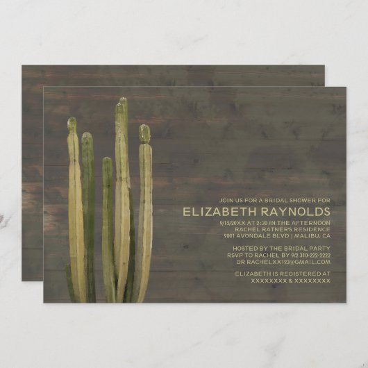 ウエスタンサボテンブライダルシャワー招待状 招待状 (正面/裏面)