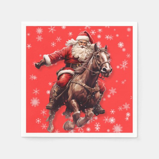 ウエスタンサンタ紙ナプキンス スタンダードカクテルナプキン (正面)