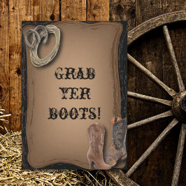 ウエスタンスタイルのカントリーウェディングブーツ 招待状