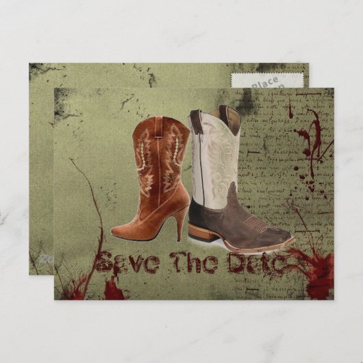 ウエスタンスタイルのカントリーウェディングブーツ 案内ポストカード (正面/裏面)
