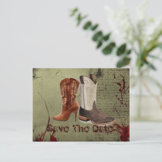 ウエスタンスタイルのカントリーウェディングブーツ 案内ポストカード (スタンド正面)