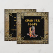 ウエスタンスタイルの結婚式で履かれるカントリーブーツ 招待状 (正面/裏面)