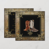 ウエスタンスタイルの結婚式で履かれるカントリーブーツ 招待状 (正面/裏面)