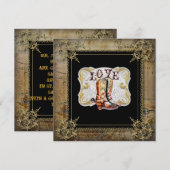 ウエスタンスタイルの結婚式で履くカントリーブーツ 招待状 (正面/裏面)